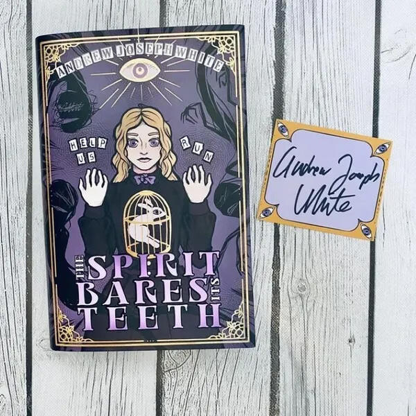 Actual photo of the dust jacket including typography (photo credit: Andrew Joseph White's official website)